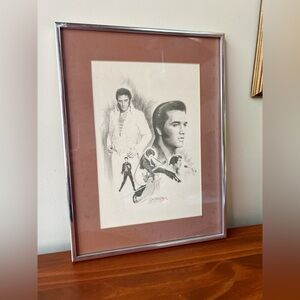 Vintage Elvis Presley Pencil Art Framed Print Glen Fortune Banse